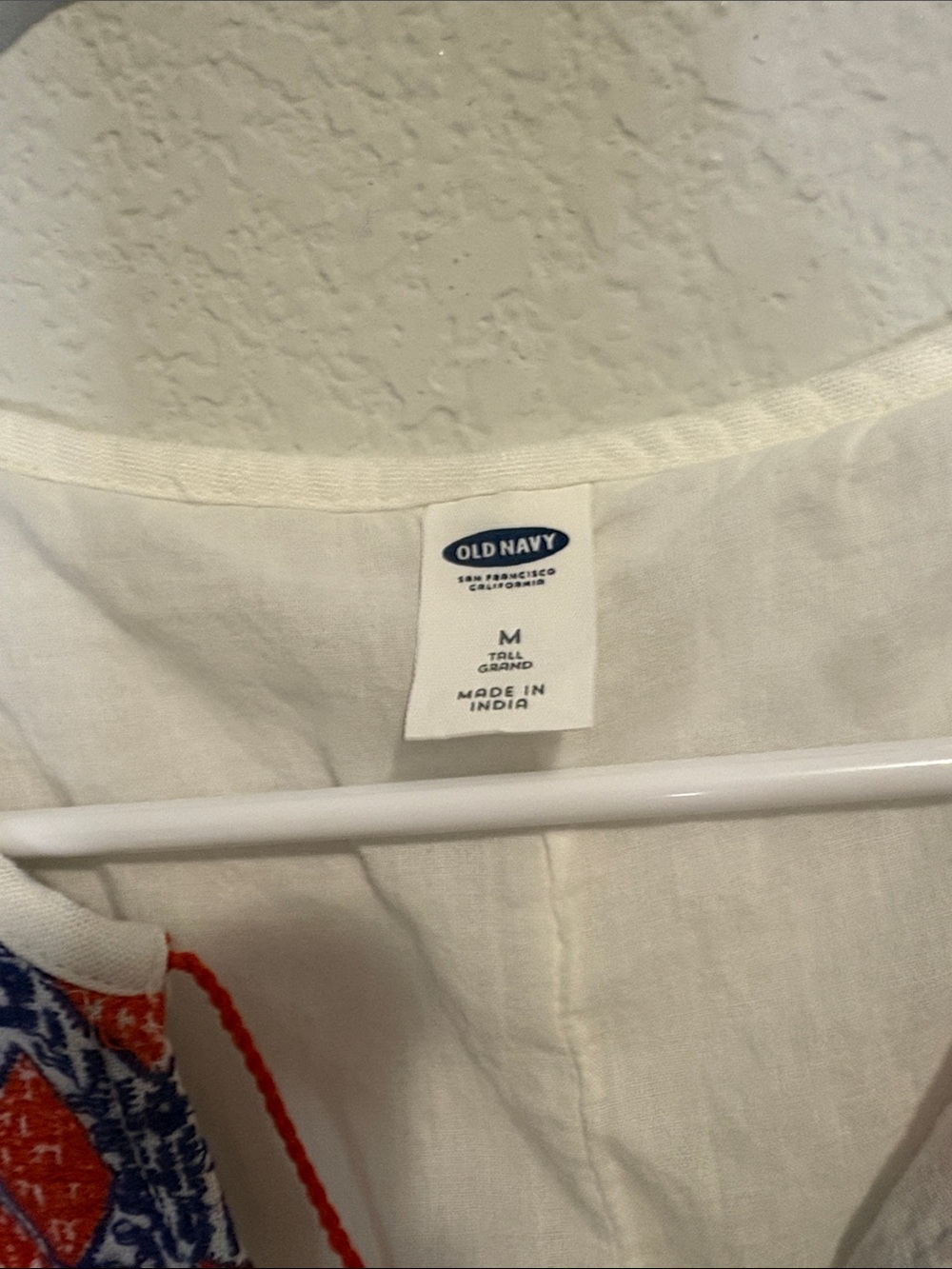 Old navy M Sleeveless White Dress with Red & Blue Embroidered Yoke tassels - Picture 2 of 5